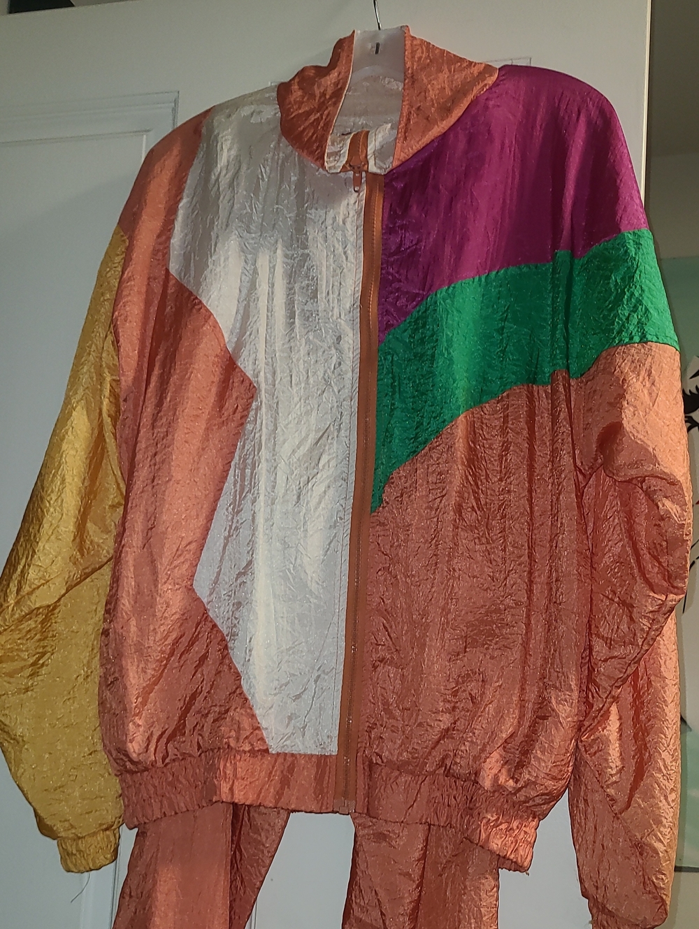 Multicolor Windbreaker Jacket - Rust, Green, Purple, Yellow